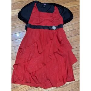 Iz Girl Byer Dress Size 14 Red Layers Sparkle Christmas Holiday